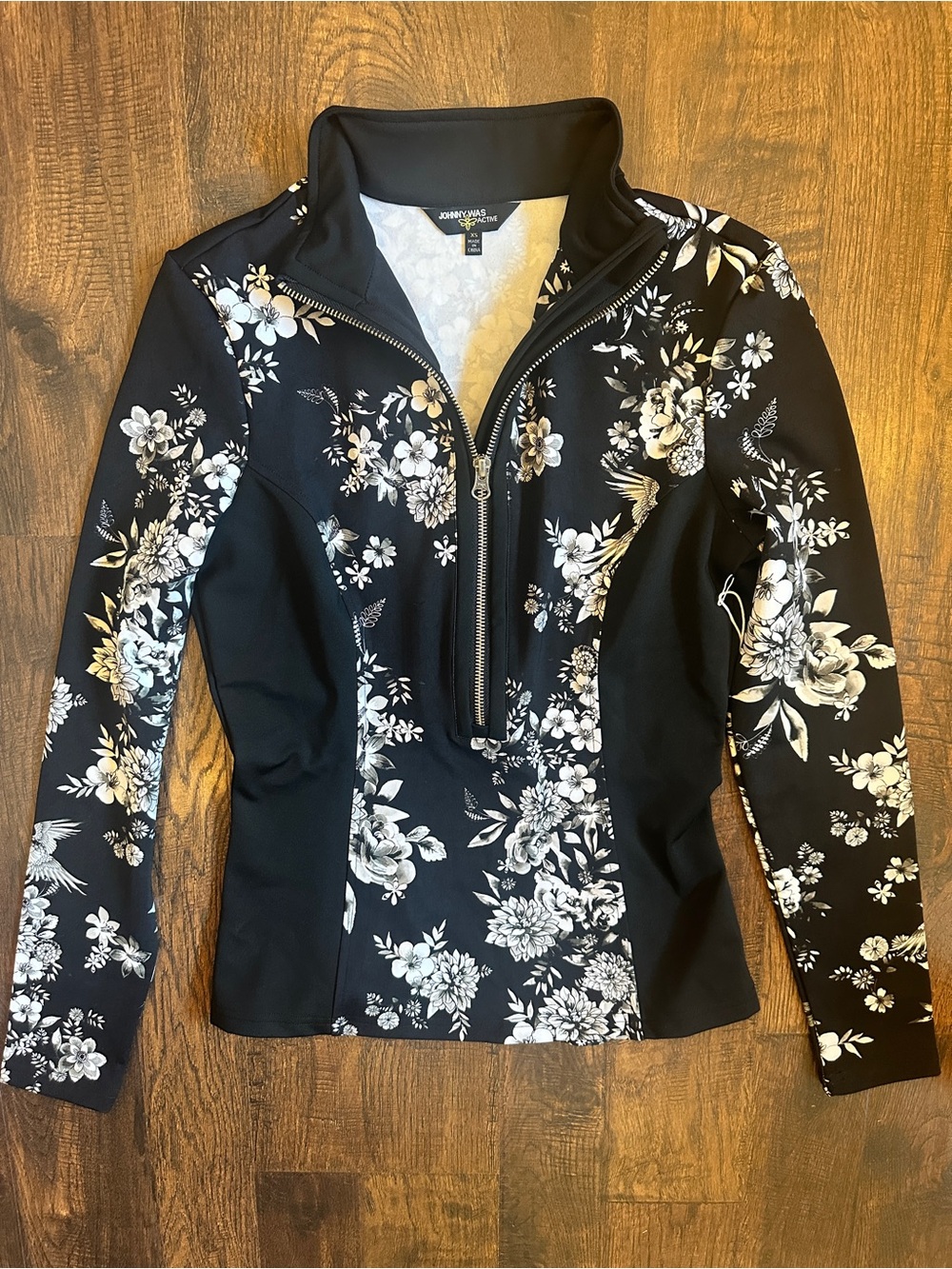 Johnny Was Active Dreamer Blocked Athletic Mock Pullover XS Floral 1/4 Zip NWT